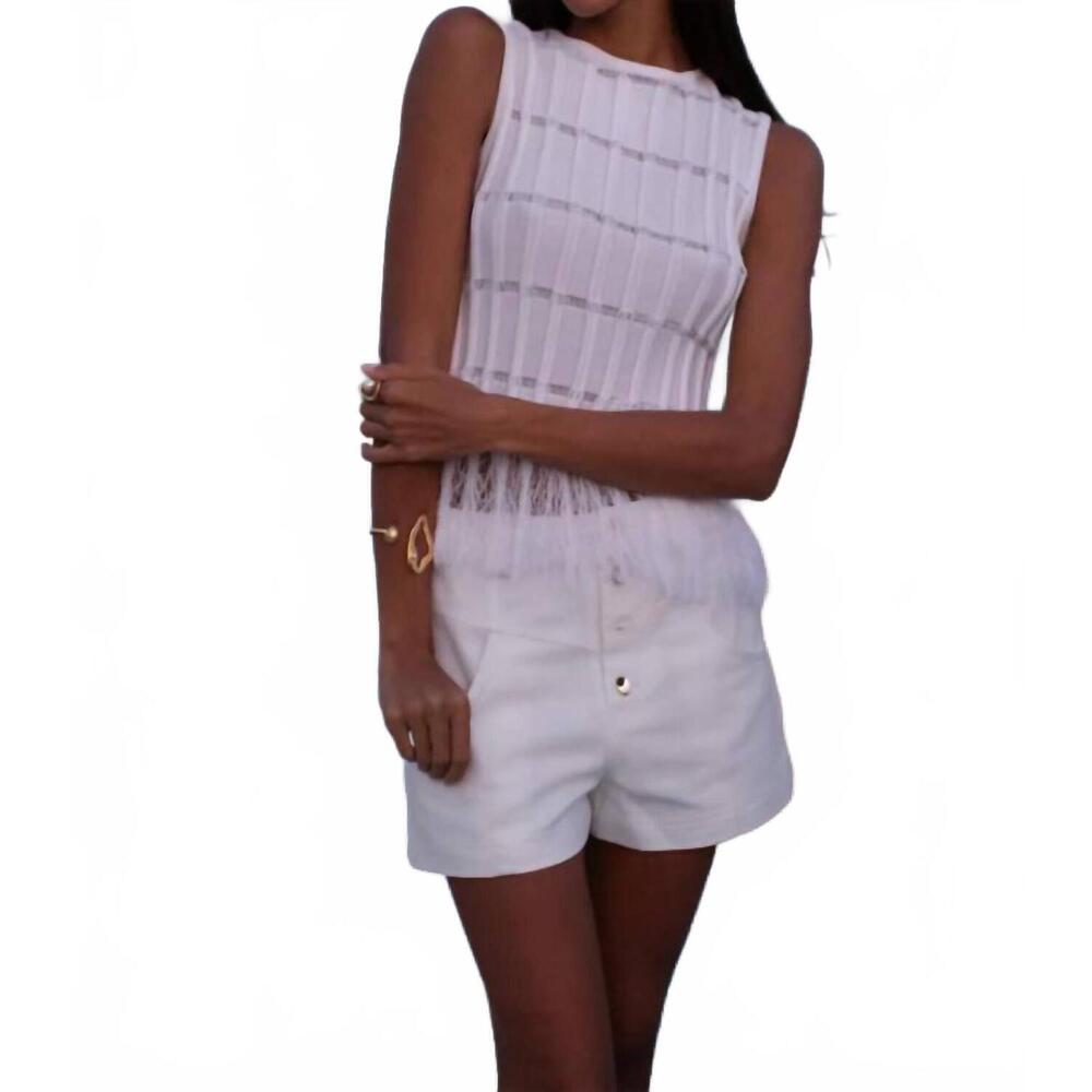 NEW KARINA GRIMALDI aria fringe top in white